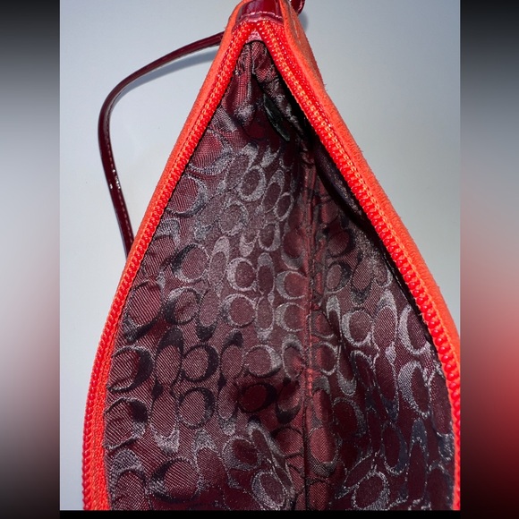 Vintage Coach Red Suede with Patent leather trim Wristlet Clutch - Picture 10 of 12